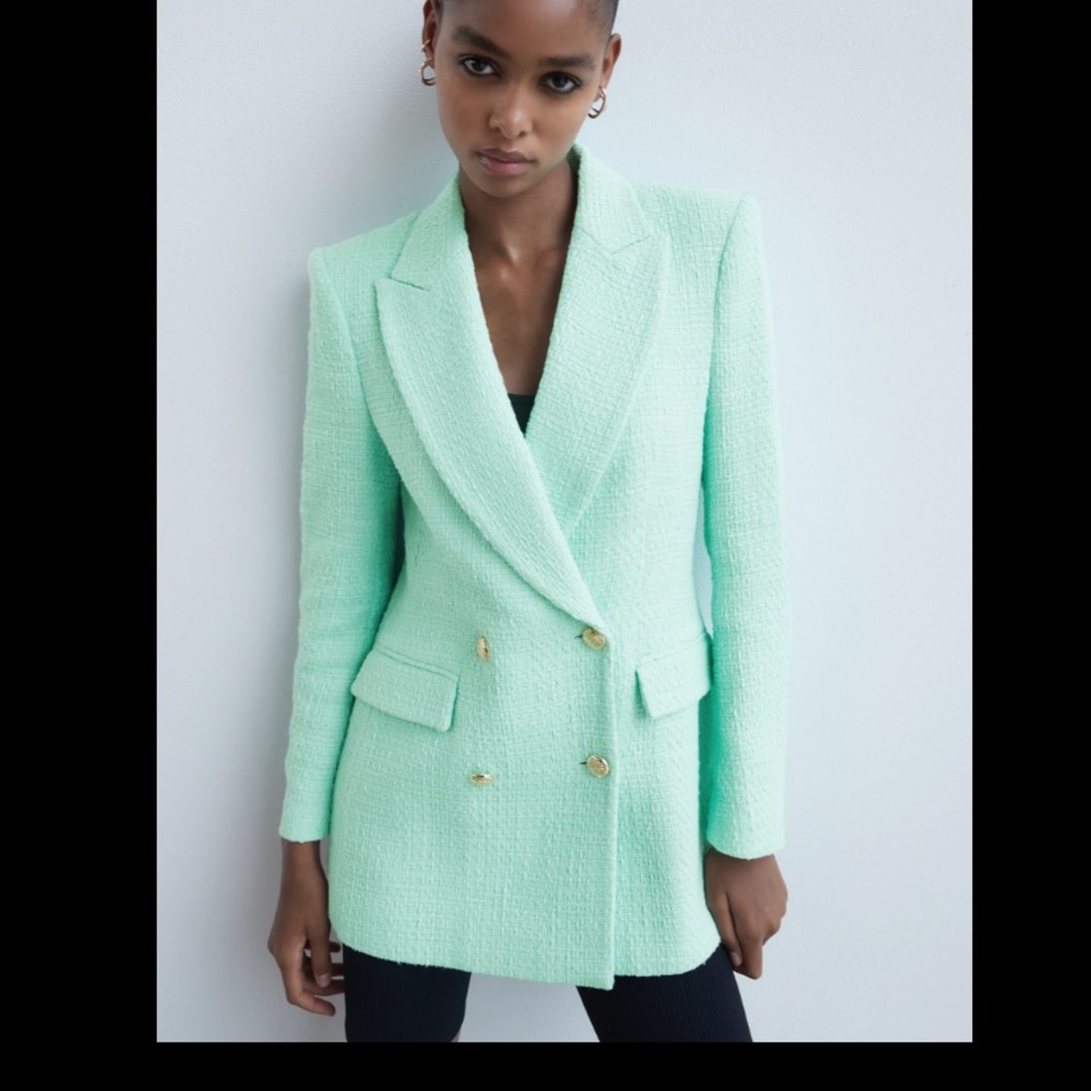 Nwt Zara mint tailored textured blazer